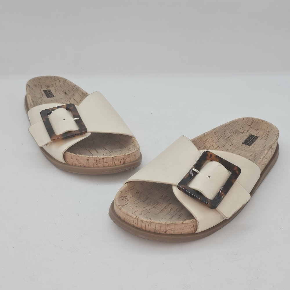 Nordstrom Evelina Buckle Slide Sandal Ivory Vanilla Women’s Size 8 Preowned - Picture 4 of 7